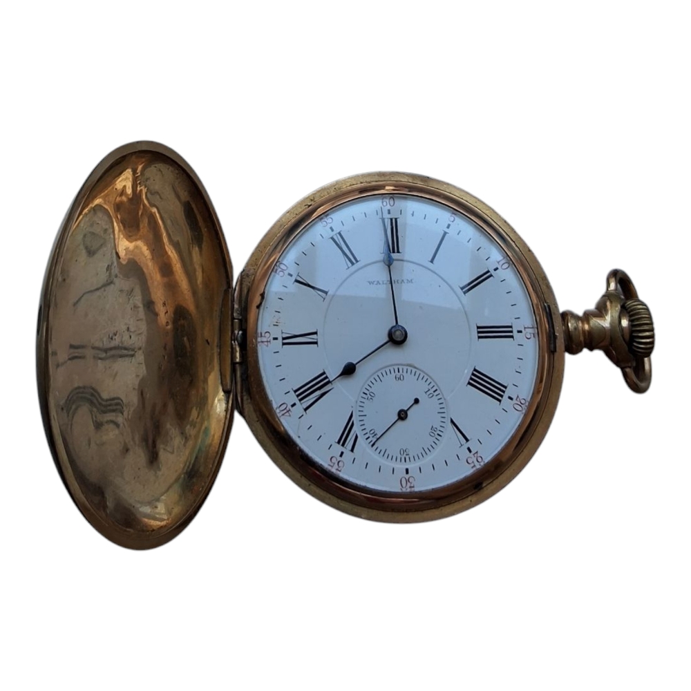 Gold Pocket Watch with White Dial